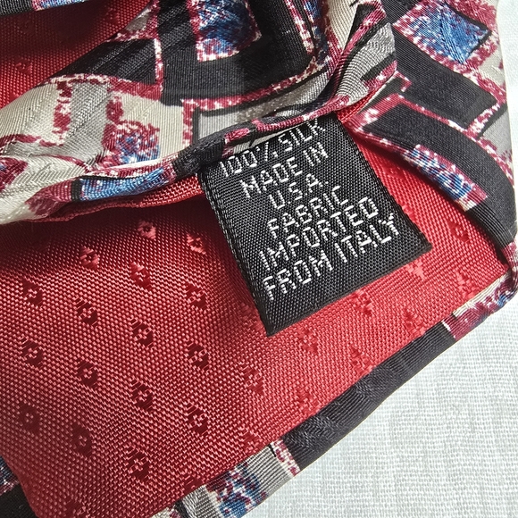 Zianetti Imported Silk Geometric Patterned Tie - Black, Blue, Gray, Mens EUC - Picture 6 of 6